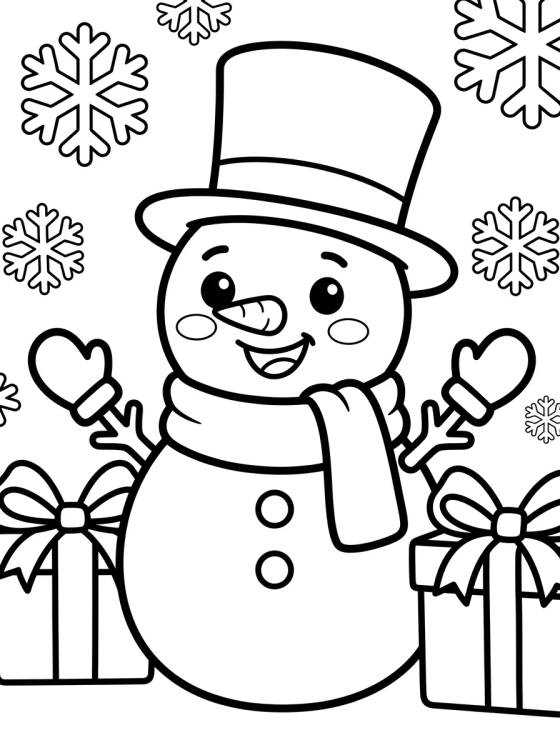 Festive Holiday Snowman para colorir Desenho de Festive Holiday Snowman para colorir e imprimir grátis
