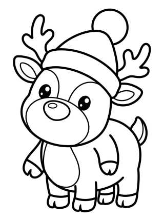 Christmas Reindeer with Santa Hat para colorir Desenho de Christmas Reindeer with Santa Hat para colorir e imprimir grátis