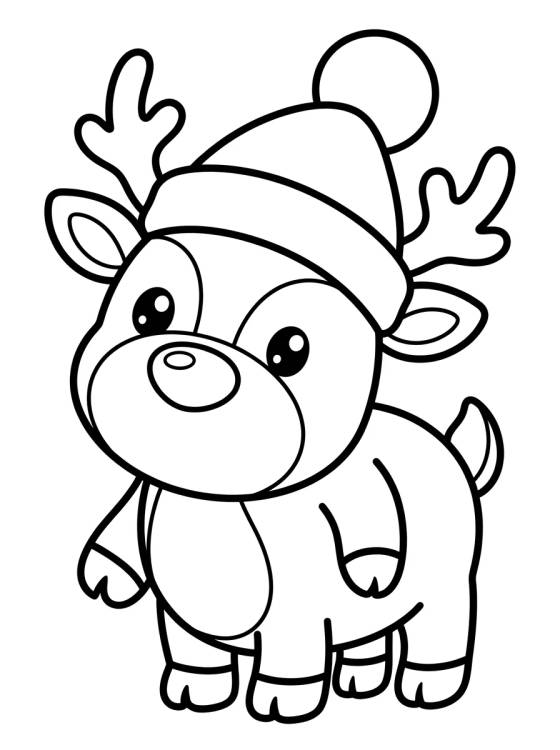 Christmas Reindeer with Santa Hat para colorir Desenho de Christmas Reindeer with Santa Hat para colorir e imprimir grátis