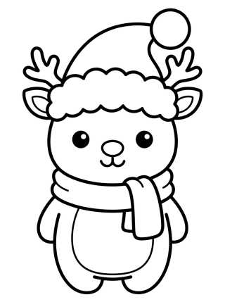 Kawaii Christmas Reindeer para colorir Desenho de Kawaii Christmas Reindeer para colorir e imprimir grátis