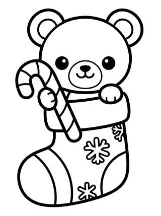 Christmas Teddy Bear in a Stocking para colorir Desenho de Christmas Teddy Bear in a Stocking para colorir e imprimir grátis