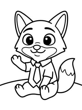 Cute Nick Wilde Waving para colorir Desenho de Cute Nick Wilde Waving para colorir e imprimir grátis