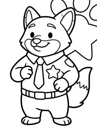 Kawaii Police Officer Nick Wilde para colorir Desenho de Kawaii Police Officer Nick Wilde para colorir e imprimir grátis