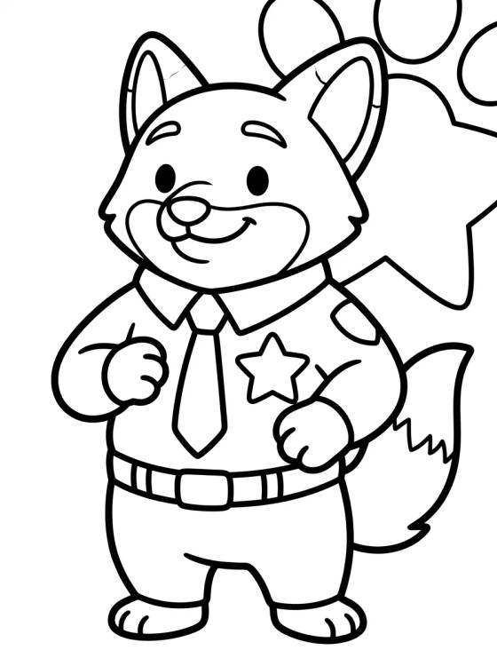 Kawaii Police Officer Nick Wilde para colorir Desenho de Kawaii Police Officer Nick Wilde para colorir e imprimir grátis