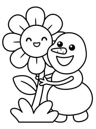 Olaf Hugging a Summer Flower para colorir Desenho de Olaf Hugging a Summer Flower para colorir e imprimir grátis