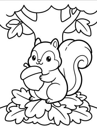 Autumn Squirrel with Nut para colorir Desenho de Autumn Squirrel with Nut para colorir e imprimir grátis