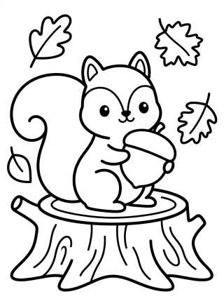 Cute Autumn Squirrel para colorir Desenho de Cute Autumn Squirrel para colorir e imprimir grátis
