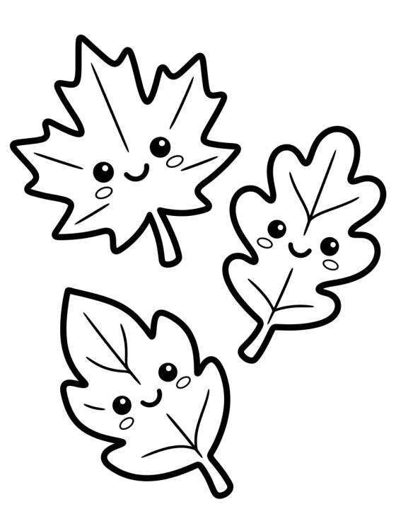 Smiling Autumn Leaves para colorir Desenho de Smiling Autumn Leaves para colorir e imprimir grátis