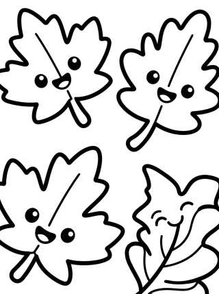 Smiling Autumn Leaves para colorir Desenho de Smiling Autumn Leaves para colorir e imprimir grátis
