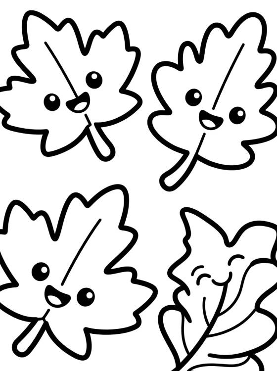 Smiling Autumn Leaves para colorir Desenho de Smiling Autumn Leaves para colorir e imprimir grátis