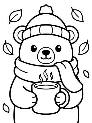 Cozy Bear with Scarf para colorir Desenho de Cozy Bear with Scarf para colorir e imprimir grátis