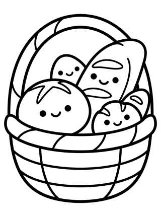 Cute Bread Basket para colorir Desenho de Cute Bread Basket para colorir e imprimir grátis