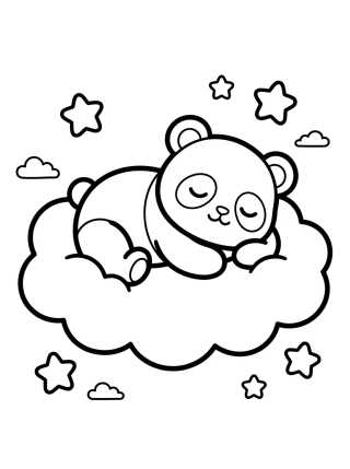 Baby Panda Sleeping on a Cloud para colorir Desenho de Baby Panda Sleeping on a Cloud para colorir e imprimir grátis