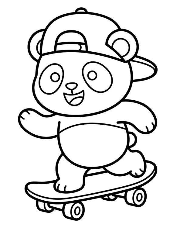 Panda Riding a Skateboard para colorir Desenho de Panda Riding a Skateboard para colorir e imprimir grátis