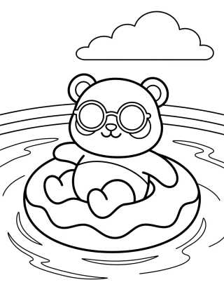 Panda Playing in the Pool para colorir Desenho de Panda Playing in the Pool para colorir e imprimir grátis