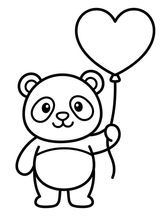 Panda with Heart Balloon para colorir Desenho de Panda with Heart Balloon para colorir e imprimir grátis