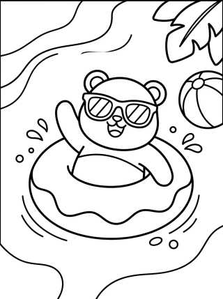 Vacation Panda in the Pool para colorir Desenho de Vacation Panda in the Pool para colorir e imprimir grátis