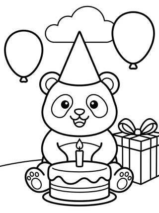 Panda at a Birthday Party para colorir Desenho de Panda at a Birthday Party para colorir e imprimir grátis