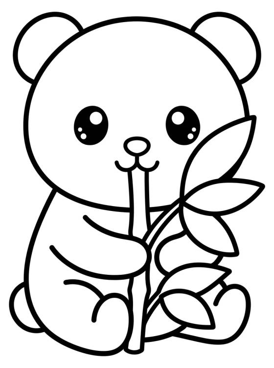 Cute Panda Eating Bamboo para colorir Desenho de Cute Panda Eating Bamboo para colorir e imprimir grátis