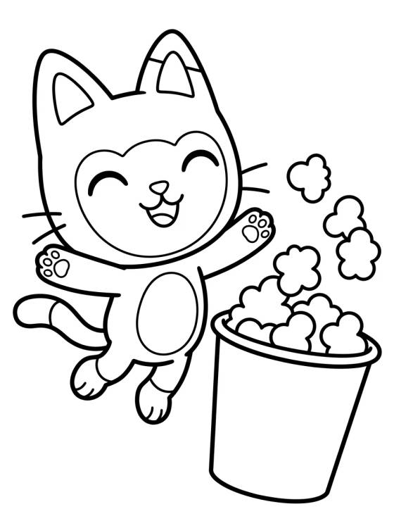 Pandy Paws Playing with Popcorn para colorir Desenho de Pandy Paws Playing with Popcorn para colorir e imprimir grátis