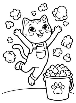 Pandy Paws Playing with Popcorn para colorir Desenho de Pandy Paws Playing with Popcorn para colorir e imprimir grátis