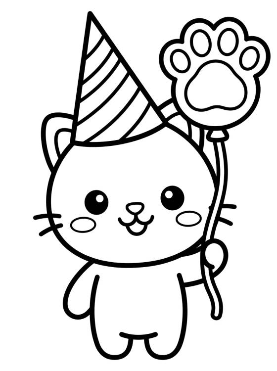 Pandy Paws with a Party Hat para colorir Desenho de Pandy Paws with a Party Hat para colorir e imprimir grátis