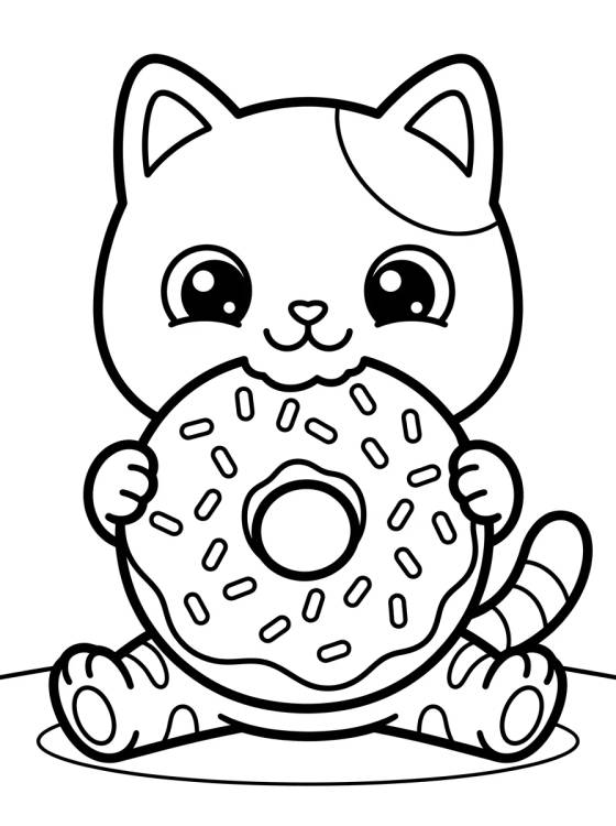 Pandy Paws with a Donut Snack para colorir Desenho de Pandy Paws with a Donut Snack para colorir e imprimir grátis