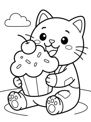 Pandy Paws Eating a Cupcake para colorir Desenho de Pandy Paws Eating a Cupcake para colorir e imprimir grátis