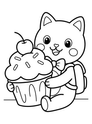 Pandy Paws Eating a Sweet Cupcake para colorir Desenho de Pandy Paws Eating a Sweet Cupcake para colorir e imprimir grátis