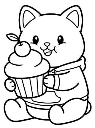 Pandy Paws Eating a Cupcake para colorir Desenho de Pandy Paws Eating a Cupcake para colorir e imprimir grátis