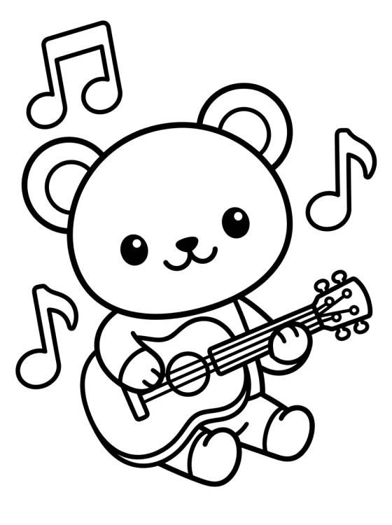 Pandy Paws Playing Guitar para colorir Desenho de Pandy Paws Playing Guitar para colorir e imprimir grátis