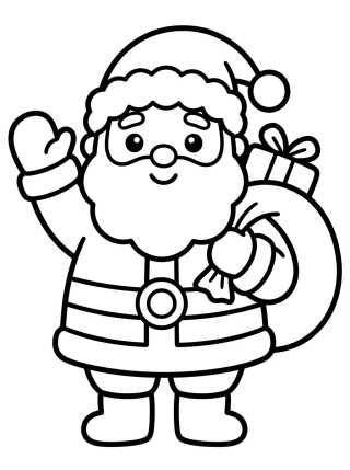 Cute Waving Santa Claus para colorir Desenho de Cute Waving Santa Claus para colorir e imprimir grátis
