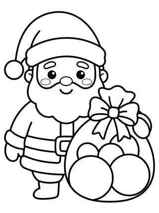 Coleção de desenhos para colorir: Kawaii Santa Claus Coloring Pages