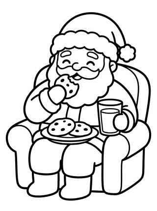 Santa Claus Eating Cookies para colorir Desenho de Santa Claus Eating Cookies para colorir e imprimir grátis