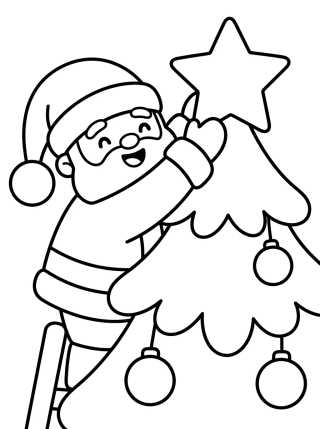 Santa Claus and the Christmas Tree para colorir Desenho de Santa Claus and the Christmas Tree para colorir e imprimir grátis