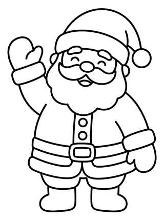 Kawaii Santa Claus Waving para colorir Desenho de Kawaii Santa Claus Waving para colorir e imprimir grátis