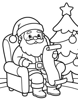 Santa Claus Reading His Naughty or Nice List para colorir Desenho de Santa Claus Reading His Naughty or Nice List para colorir e imprimir grátis