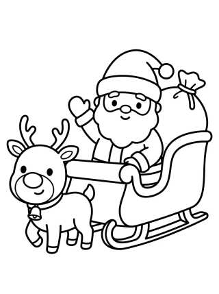 Santa Claus on Sleigh with Reindeer para colorir Desenho de Santa Claus on Sleigh with Reindeer para colorir e imprimir grátis