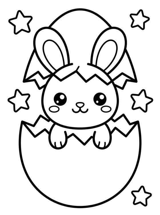 Baby Bunny Hatching from Egg para colorir Desenho de Baby Bunny Hatching from Egg para colorir e imprimir grátis