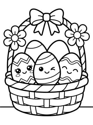Kawaii Easter Egg Basket para colorir Desenho de Kawaii Easter Egg Basket para colorir e imprimir grátis