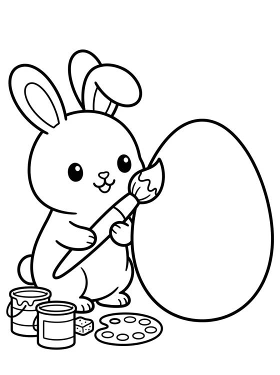 Little Bunny Painting Easter Egg para colorir Desenho de Little Bunny Painting Easter Egg para colorir e imprimir grátis