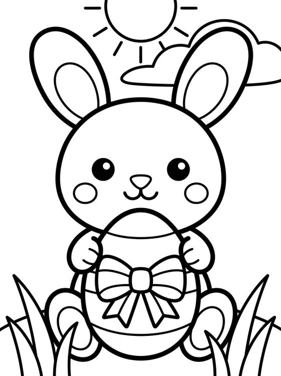 Bunny with Easter Egg para colorir Desenho de Bunny with Easter Egg para colorir e imprimir grátis
