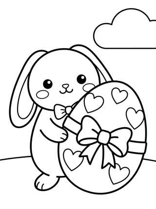 Easter Bunny with Giant Egg para colorir Desenho de Easter Bunny with Giant Egg para colorir e imprimir grátis