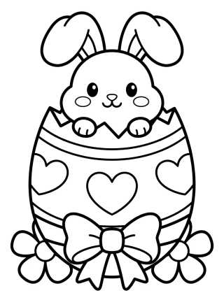 Cute Bunny in an Easter Egg para colorir Desenho de Cute Bunny in an Easter Egg para colorir e imprimir grátis