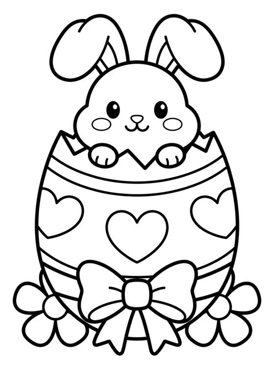 Cute Bunny in an Easter Egg para colorir Desenho de Cute Bunny in an Easter Egg para colorir e imprimir grátis