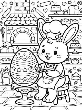 Baker Bunny with Chocolate Egg para colorir Desenho de Baker Bunny with Chocolate Egg para colorir e imprimir grátis