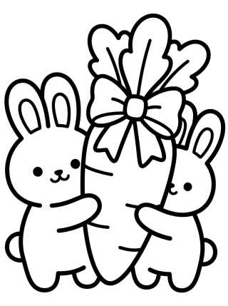 Bunny Family with Carrots para colorir Desenho de Bunny Family with Carrots para colorir e imprimir grátis