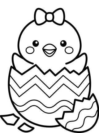 Baby Chick Hatching from Easter Egg para colorir Desenho de Baby Chick Hatching from Easter Egg para colorir e imprimir grátis