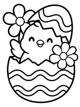Chick Hatching from an Easter Egg para colorir Desenho de Chick Hatching from an Easter Egg para colorir e imprimir grátis