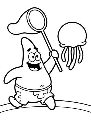 Patrick Star Jellyfishing para colorir Desenho de Patrick Star Jellyfishing para colorir e imprimir grátis